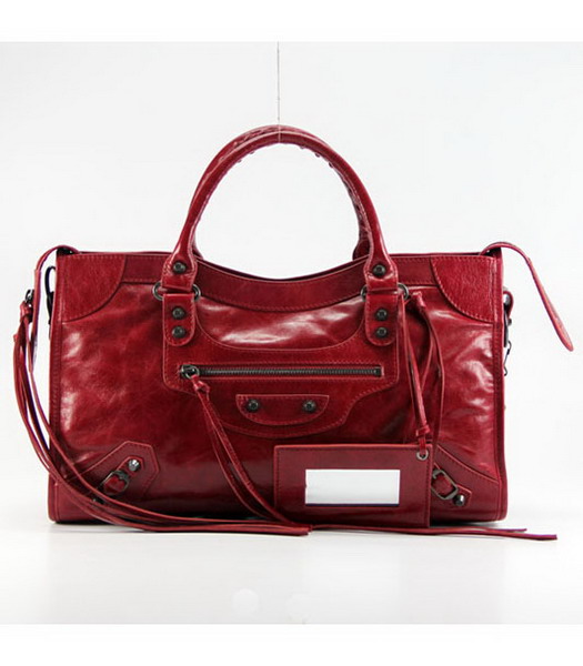 Balenciaga Motorcycle City Bag in Red Leather Oil